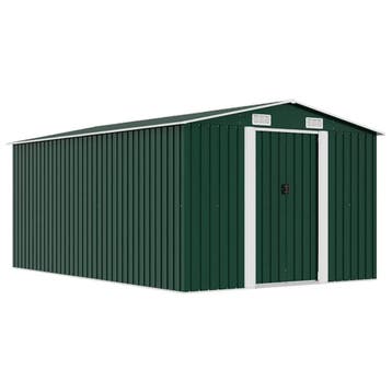 vidaXL Tuinschuur 257x392x181 cm metaal groen, Tuin en Terras, Tuinhuizen, Verzenden, Nieuw