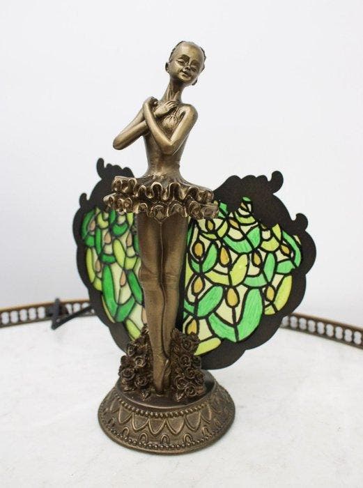 Lampe danseuse style Tiffany - Tafellamp - glaspasta, Antiek en Kunst, Curiosa en Brocante