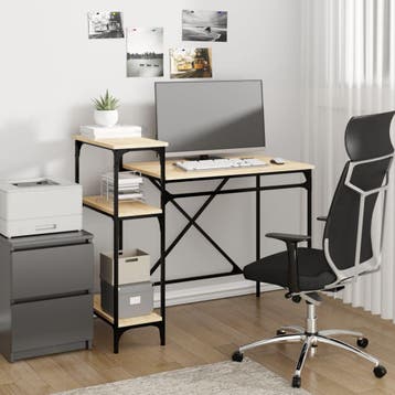 vidaXL Bureau schappen 105x50x90 bewerkt hout en ijzer, Verzenden