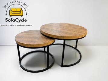 Salontafels set van 2 bruin – overstock, Verzenden, Nieuw