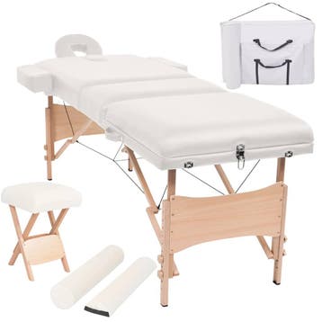 vidaXL Massagetafel- en krukset inklapbaar 3 zones 10 cm dik, Sport en Fitness, Verzenden, Nieuw