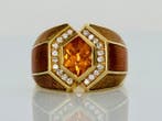 Ring - 18 karaat Geel goud - 1.80ct. tw. Citrien - Diamant -