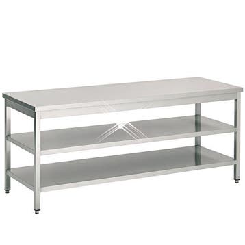Rvs werktafel met dubbele onderschap 2700x700x900 mm, Verzenden