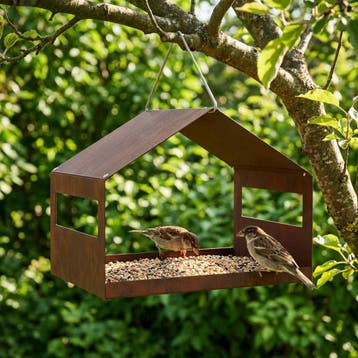 vidaXL Hangend vogelvoederhuisje weervast staal Roestkleurig, Verzenden, Nieuw