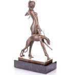 Figuur - Art Deco Bronzefigur Diana mit Hund nach E.McCartan, Antiek en Kunst