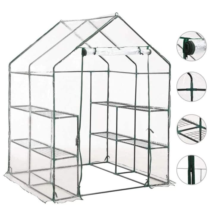 vidaXL Tuinkas met 8 schappen 143x143x195 cm, Jardin & Terrasse, Serres, Envoi