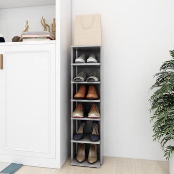 vidaXL Schoenenkast 27,5x27x102 cm bewerkt hout betongrijs, Huis en Inrichting, Kasten | Schoenenkasten, Verzenden, Nieuw