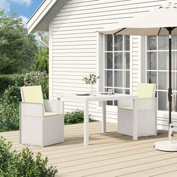 vidaXL Tuin Eettafel Set 3 st Wit en crèmekleurig PP, Tuin en Terras, Verzenden, Nieuw