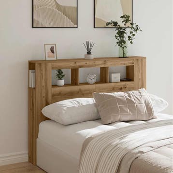 vidaXL Hoofdeinde met LED 140x18,5x103,5 cm hout artisanaal, Verzenden, Nieuw