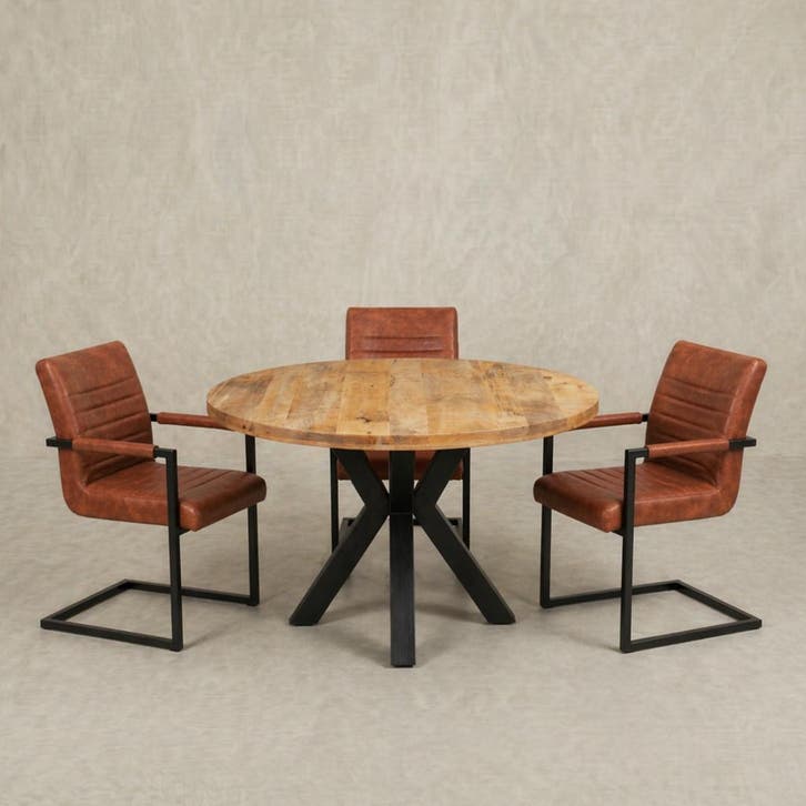 Ronde eettafel massief Mangohout. 110 t/m 160 vanaf €339!, Maison & Meubles, Tables | Tables à manger, Envoi