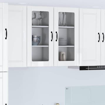 vidaXL Wandglas Kasten PORTO Hoogglans wit 40 x 31 x 80 cm, Verzenden