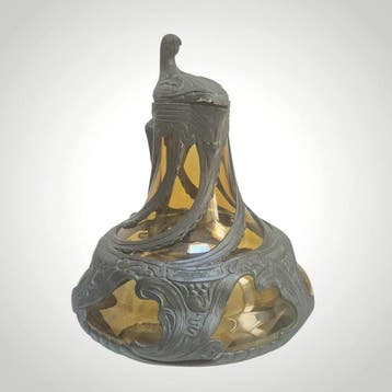 Karaf - Glas, Tin - Waterkan Jugendstil