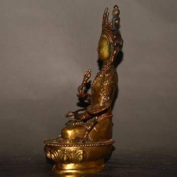 Beeld, Nepalese Gilt Bronze Vajrasattva Seated Buddha Statue