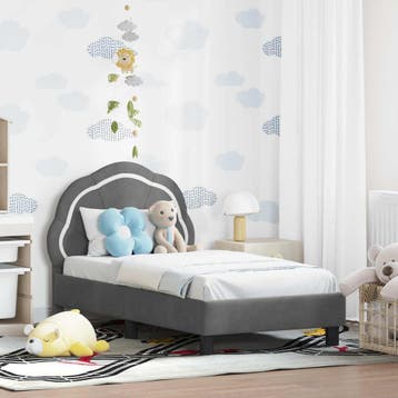 vidaXL Peuterbedframe met hoofdboard Donkergrijs 70 x 140 cm, Verzenden, Nieuw
