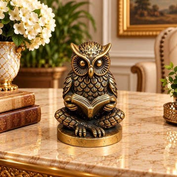 Decoratief ornament - Vintage Owl Reading Book - Europa -