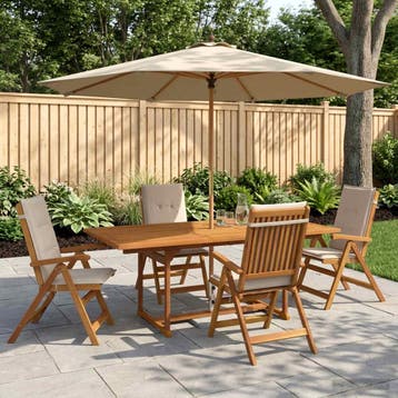 vidaXL 5-delige tuin eetset Naturel Massief Acacia Hout, Verzenden