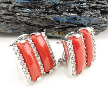 Koraal - Zilver - Oorbellen - Italiaans handwerk