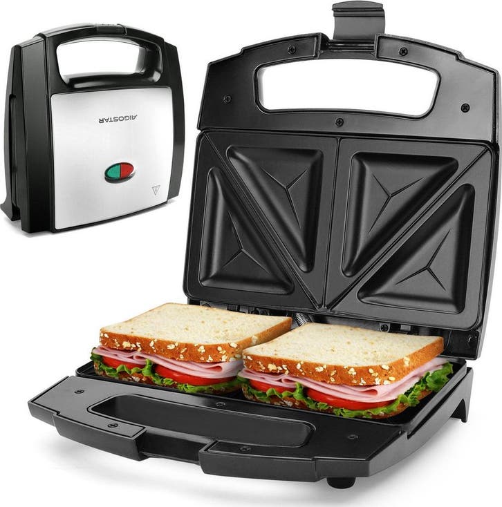 Tosti apparaat - Tosti ijzer - Sandwich maker - 800W - Zwart, Elektronische apparatuur, Contactgrills, Nieuw, Verzenden
