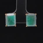 Oorstekers - 18 karaat Geel goud - 6.69ct. tw. Smaragd