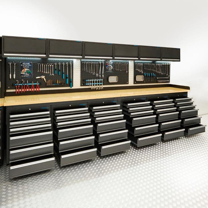 Datona Werkbank PRO - bamboe werkblad - 36 lades -, Doe-het-zelf en Bouw, Werkbanken, Ophalen of Verzenden