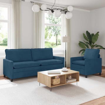 vidaXL bank / zetelstel 2 st Blauw Fluweel, Verzenden