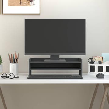 vidaXL Monitorstandaard 50x24x16 cm massief grenenhout grijs, Computers en Software, Verzenden, Nieuw