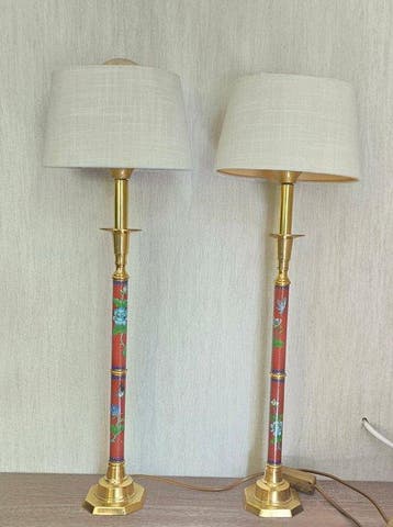 Lampe de table (2) - Métal - Lampe de table cloisonnée