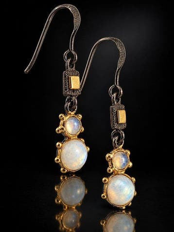Boucles doreilles pendantes en opale - argent 925 plaqué or