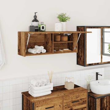 vidaXL Badkamerwandkast 80x25x30 cm bewerkt hout oud, Verzenden
