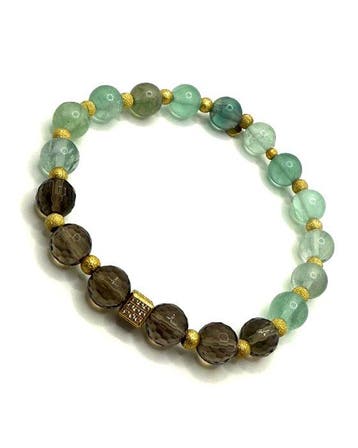 Designerjuweel - Fluoriet - smoky kwarts - Zilver 925 Goud