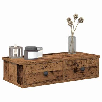vidaXL Wandschap met lades 60x28x15 cm bewerkt hout oud, Huis en Inrichting, Verzenden, Nieuw