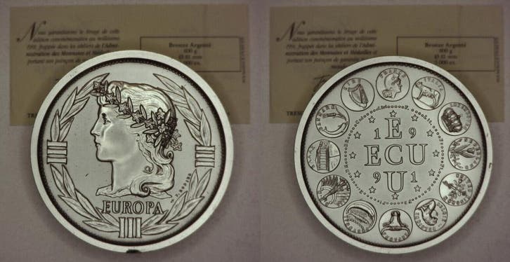 France Frankreich Europa Ecu 1991 Medaille Briefbeschwere..., Postzegels en Munten, Penningen en Medailles, Verzenden