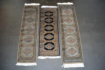 Handgeknoopte Pakistaanse Bokhara-wol tafelkleed, 3 stuks,, Nieuw