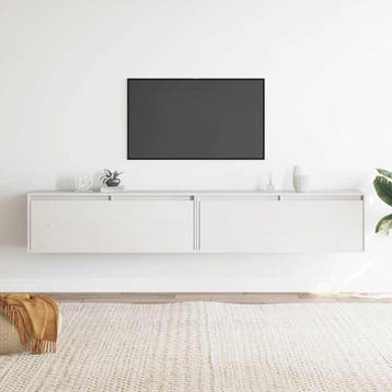 vidaXL Wandkasten 2 st 100x30x35 cm massief grenenhout wit, Huis en Inrichting, Kasten | Wandmeubels, Verzenden, Nieuw