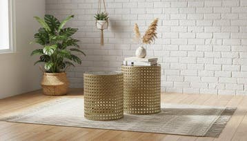 Salontafel - Staal, Glas - Gold Mirror Top, Antiek en Kunst