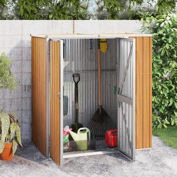 vidaXL Tuinschuur 161x89x161 cm gegalvaniseerd staal bruin, Tuin en Terras, Verzenden, Nieuw