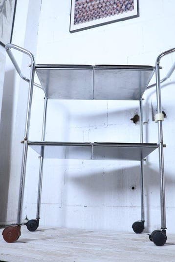 Table dappoint - Chariot médical vintage en chrome - Acier,
