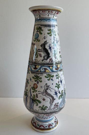 Berardos – Large Hand-Painted Portuguese Faience Vase –