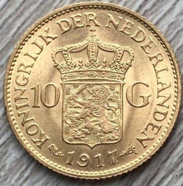 Pays-Bas. Wilhelmina. 10 Gulden 1917, Postzegels en Munten, Munten | Nederland