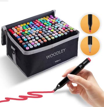 Woodley Dubbelzijdige Stiften - 168 kleuren - Voor volwassen, Verzenden, Zo goed als nieuw