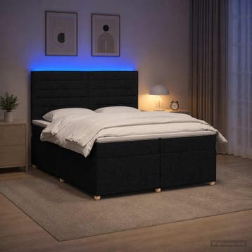 vidaXL Boxspringbed met matras met hoofdeinde Zwart 200 x, Verzenden