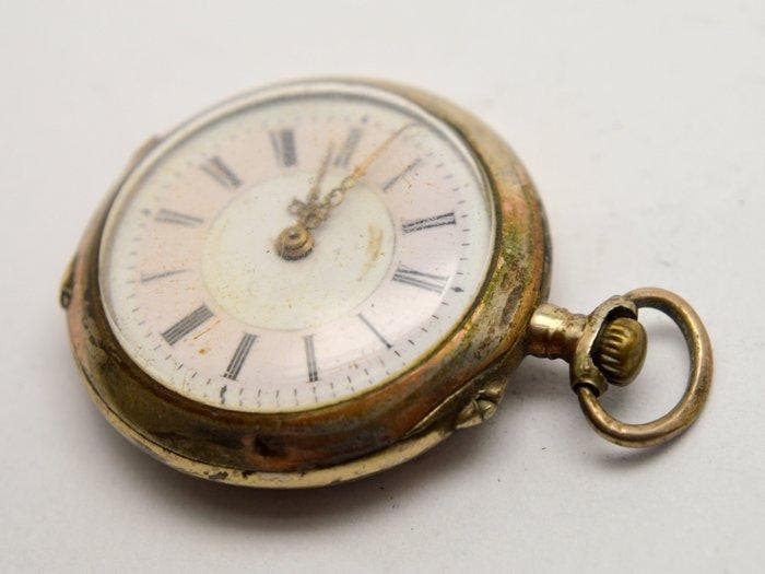 Antique - 800 Silver La Chatelaine - mechanical pocket watch, Handtassen en Accessoires, Horloges | Heren