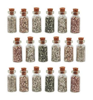 Set van 18 mini flesjes met mini decosteentjes (type 3), Verzenden, Nieuw