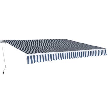 vidaXL Luifel handmatig uittrekbaar 400 cm blauw/wit, Verzenden