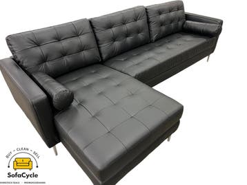 Hoekzetel zwart skai leder, demonteerbaar, links – nieuw, Maison & Meubles, Verzenden