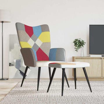 vidaXL Relaxstoel met voetenbank patchwork stof, Verzenden, Nieuw