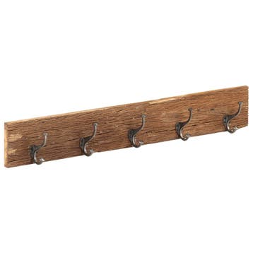 vidaXL Wandkapstok met 5 haken 100x2,5x15 cm massief, Huis en Inrichting, Woonaccessoires | Kapstokken, Verzenden, Nieuw