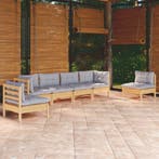 vidaXL 6-delige Loungeset met grijze kussens grenenhout, Verzenden, Nieuw, Loungeset