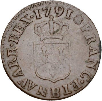 Frankrijk. Louis XVI (1774-1792). Liard 1791-B, Rouen