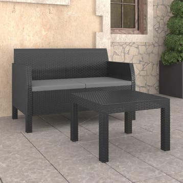 vidaXL 2-delige Loungeset met kussens PP rattan, Tuin en Terras, Verzenden, Nieuw, Loungeset